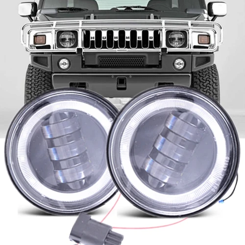 Ajuste para 2003-2009 Hummer H2 luz antiniebla Led DRL anillo de Halo blanco 4 pulgadas 30W accesorios de reacondicionamiento para coche