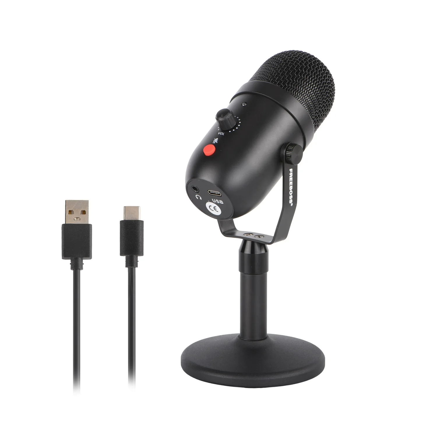 Freeboss CM16 Metal Body 24bit 96KHz Monitor Mute Low Noise Recording Chat USB Computer Mobilie Condenser Microphone