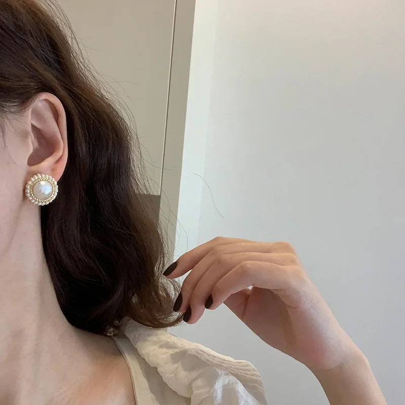 CAOSHI Trendy Style Imitation Pearl Design Stud Earrings for Women Exquisite Daily Wearable Jewelry Elegant Wedding Accessories