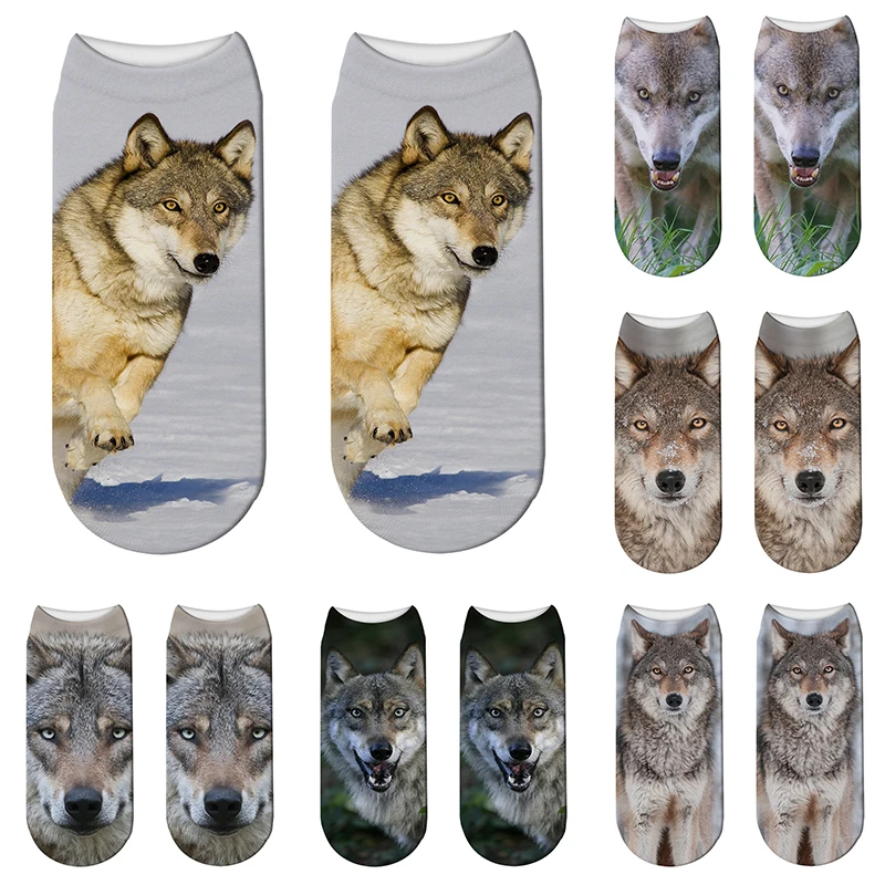 Novelty 3D Printed Animal Socks Funny Dog Women Summer Sports Breathable Low Ankle Socks Cotton Happy Holiday Gift Socks носки