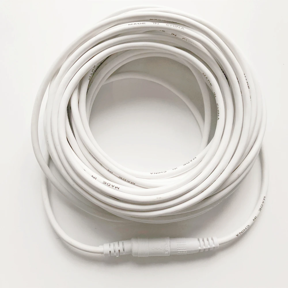 Cable de alimentación para cámara CCTV, 3M/5M/10M/15M/20M/30M/50M DC 12V, 5,5mm x 2,1mm, Cable de extensión blanco macho hembra para cámara de seguridad