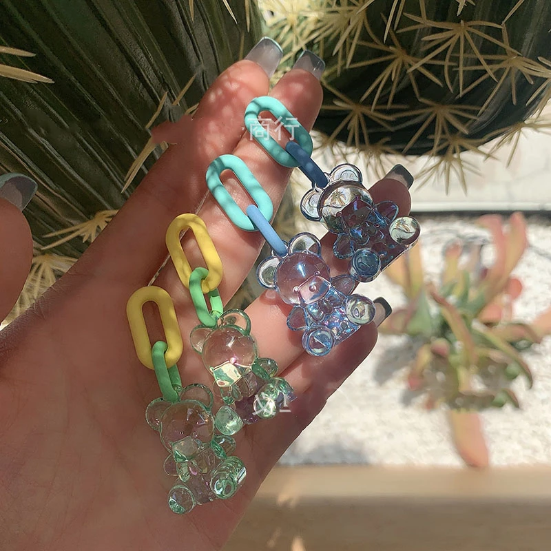 

925 Silver Needle Dangle Earring Studs Gummy Bear Earrings Jewelry Vintage Cute Accessories Gift Piercing Designer for Women Emo