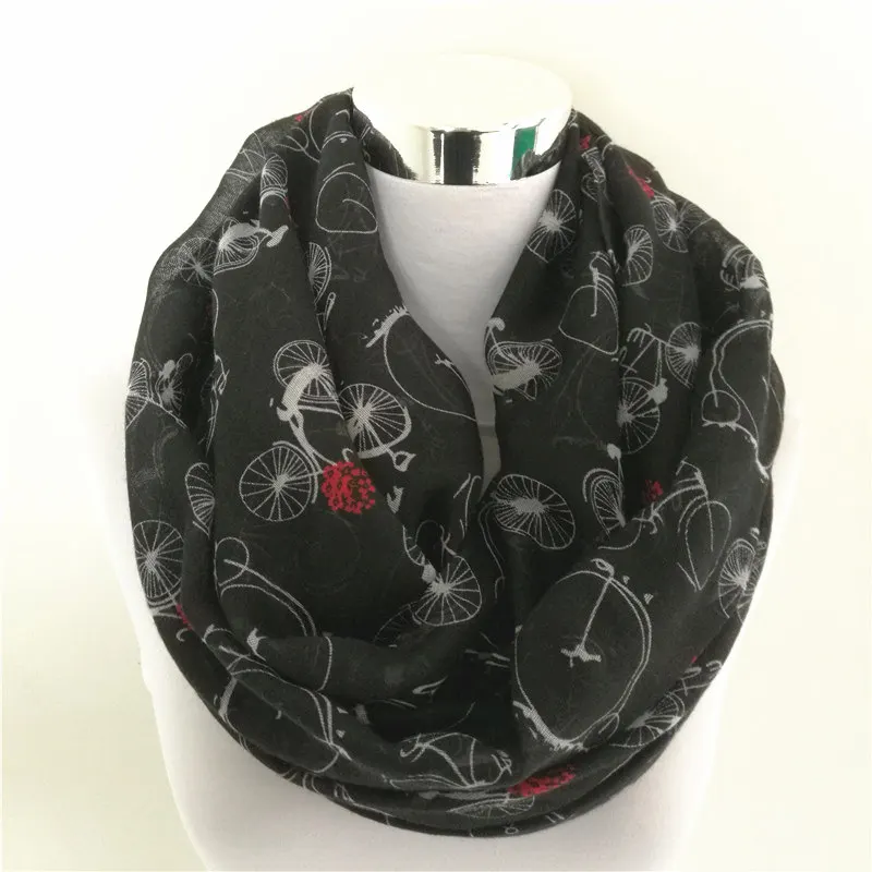 Multi-Usage Fashion Women Bicycle infinity scarf Prints Shawl Lady Stripe Scarf Popular ring scarves for four seasons