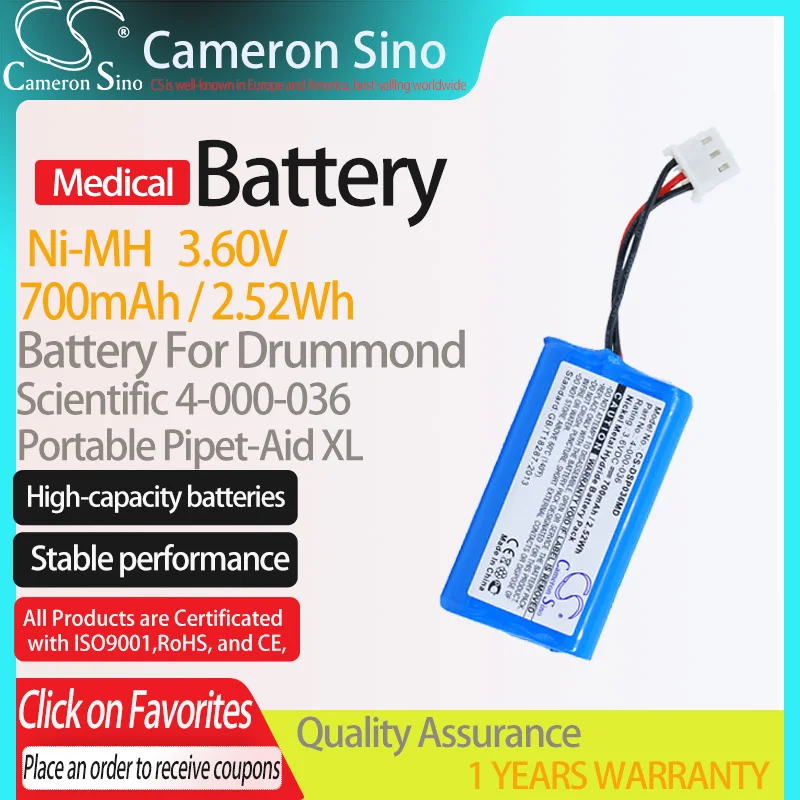 CameronSino Pin Cho Drummond Khoa Học Di Động Pipet-Viện Trợ XL Phù Hợp 4-000-036 Y Tế Thay Thế Pin 700MAh/2.52Wh 3.60V