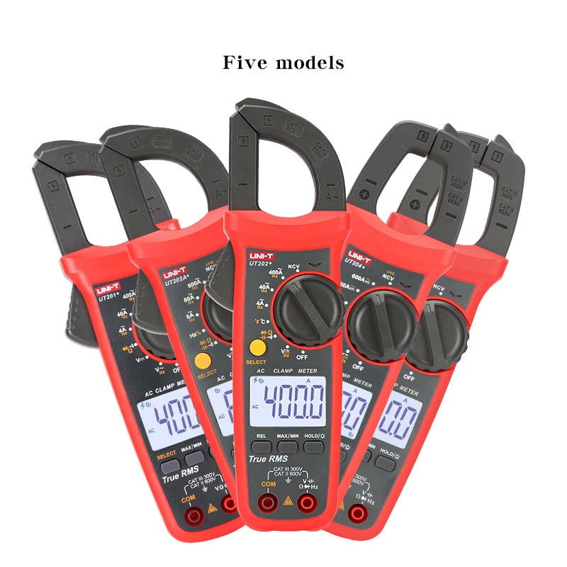 المشبك متر UNI-T UT204 + UT201 + UT202 + UT202A + UT203 + Amperimetric المشبك المتعدد كماشة رقمية اختبار الكهربائية