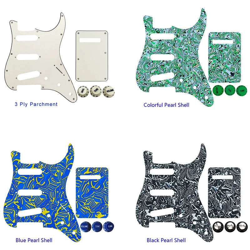 

Pleroo Parts - For US Anti-Pickup Scratch Plate Strat With 11 Srew Hole For SSS Guitar Pickguard & Back Plate & Control Knob