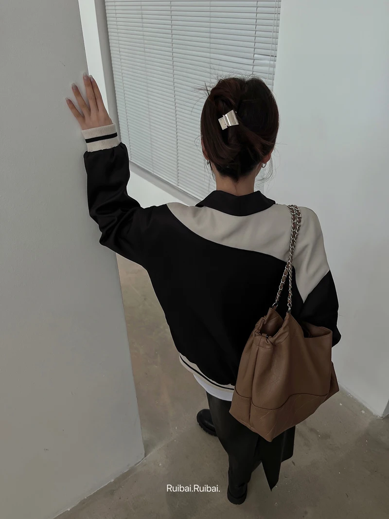 CHEERART Black Patchwork Oversized Jacket Tailored Coats And Jackets Quilted Korean Fashion Baseball Jacket Women Fall 2021