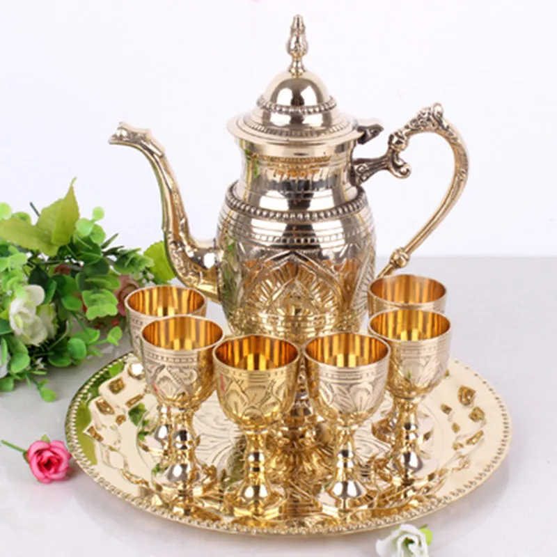 кружка 120ML Pure Brass Wine Glass Classical Wine Cup Handmade Small Goblet Home Bar Party Copper Wine Glass Mug Pattern Random
