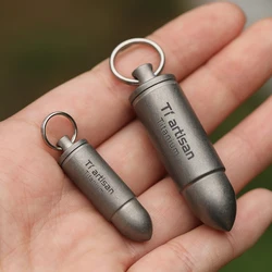 Tiartisan Titanium Waterproof Pill Box Outdoor Camping Accessories Portable Pendant  With Keychain Ta6560