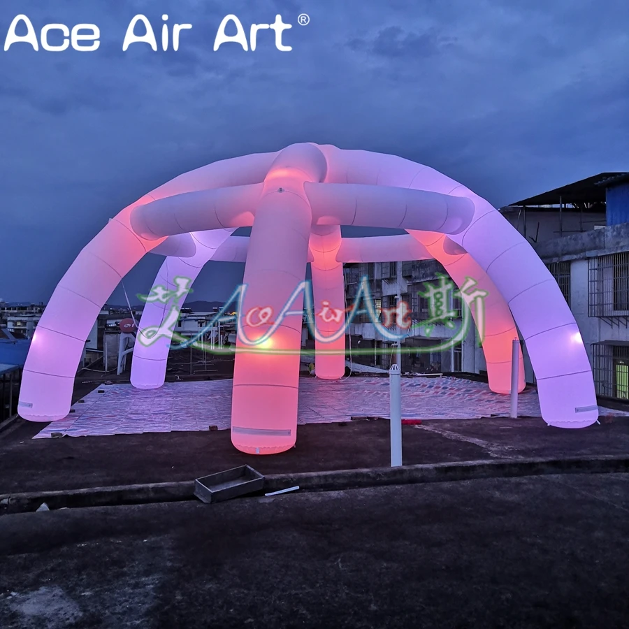 Inflatable Party Spider Dome Tent With Colorful Led Lights For Outdoor Advertising Decoration