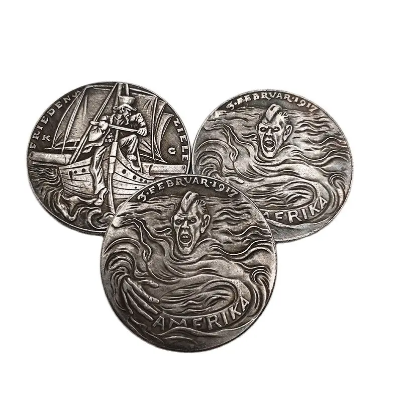 1917 عملة تذكارية ألمانيا الهدوء قارب البحر عملة جمع الهدايا التذكارية ديكور المنزل الحرف هدية #5