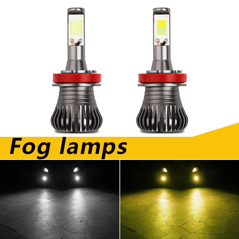 

12V Car universal 2PC front fog light highlights led bulb flashing H11HB3HB4 880 881H3H7H8H9 PSX24w PSX26W yellow blue white