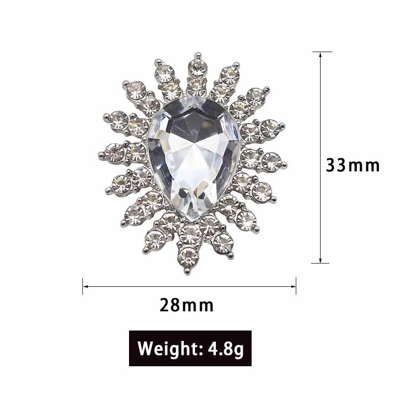 Shiny 10Pc 27*32MM Silver Metal Needlework Rhinestone Embellishment Hair Accessories Diy Flat back Brooch Jewelry Accessories