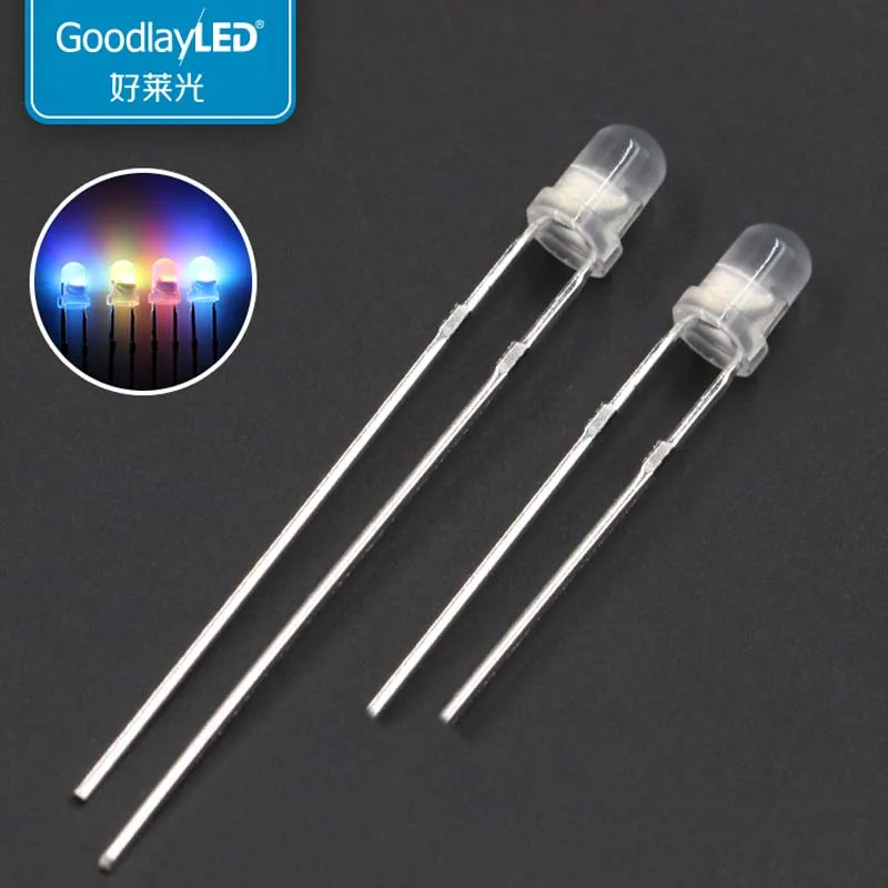 1000PCS 3mm Round fogge RGB Seven Color Fast And Slow Flash Self Flash Direct Plug LED Lamp Bead