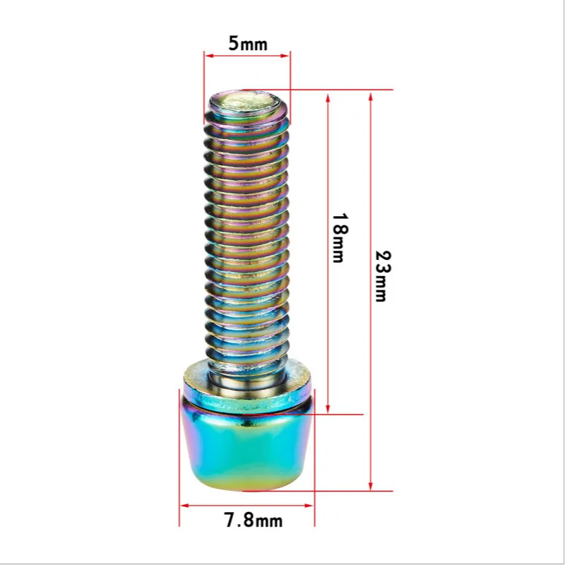 Transport Steel Titanium Titanium Plated Bolts With Washers M5*18mm Bicycle Parts Bicycle Stem Parts 6 Pieces Of Rainbow Gold