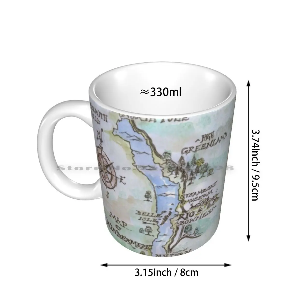 Swallows And Map Of Windermere In Spring Colours - Ceramic Mugs Coffee Cups Milk Tea Mug Inspirational Swallows And Map