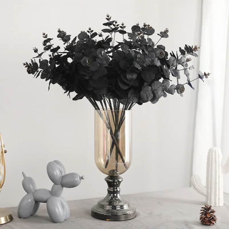 Black White Artificial Plants Eucalyptus Leaves For Home Decor Silk Plantas Artificiales & Dried Flower Bouquet Party Decoration