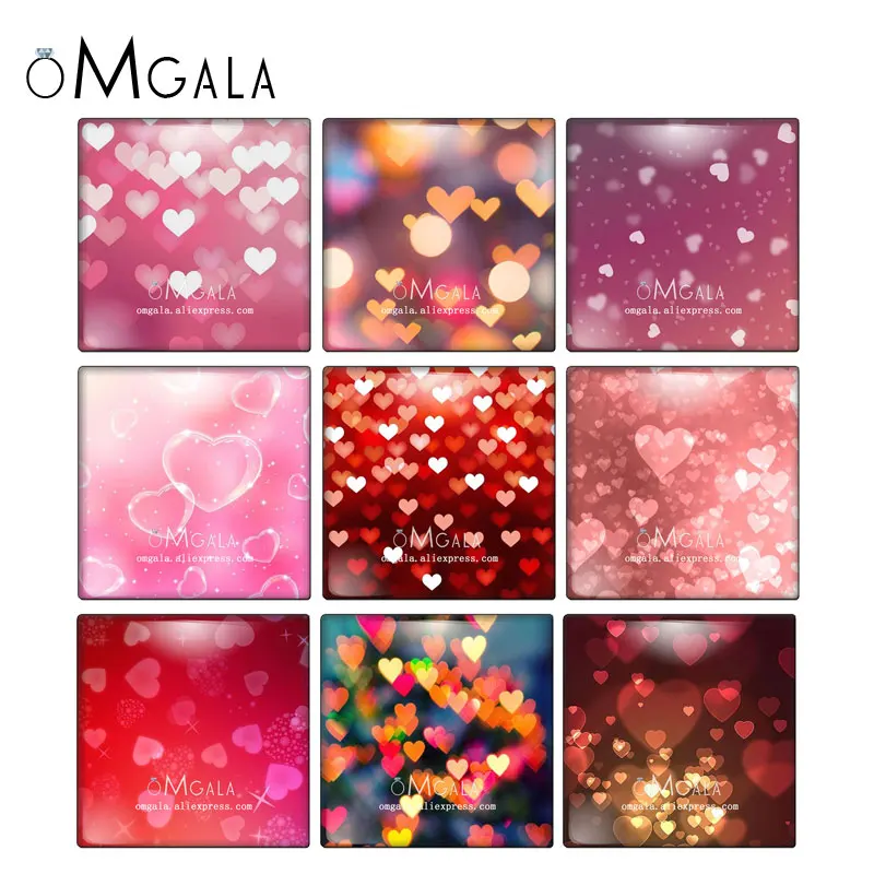 

Beautiful Shiny Red Love Heart Art Patterns 10pcs mixed 12mm/20mm/25mm/30mm photo glass cabochon demo flat back Making findings