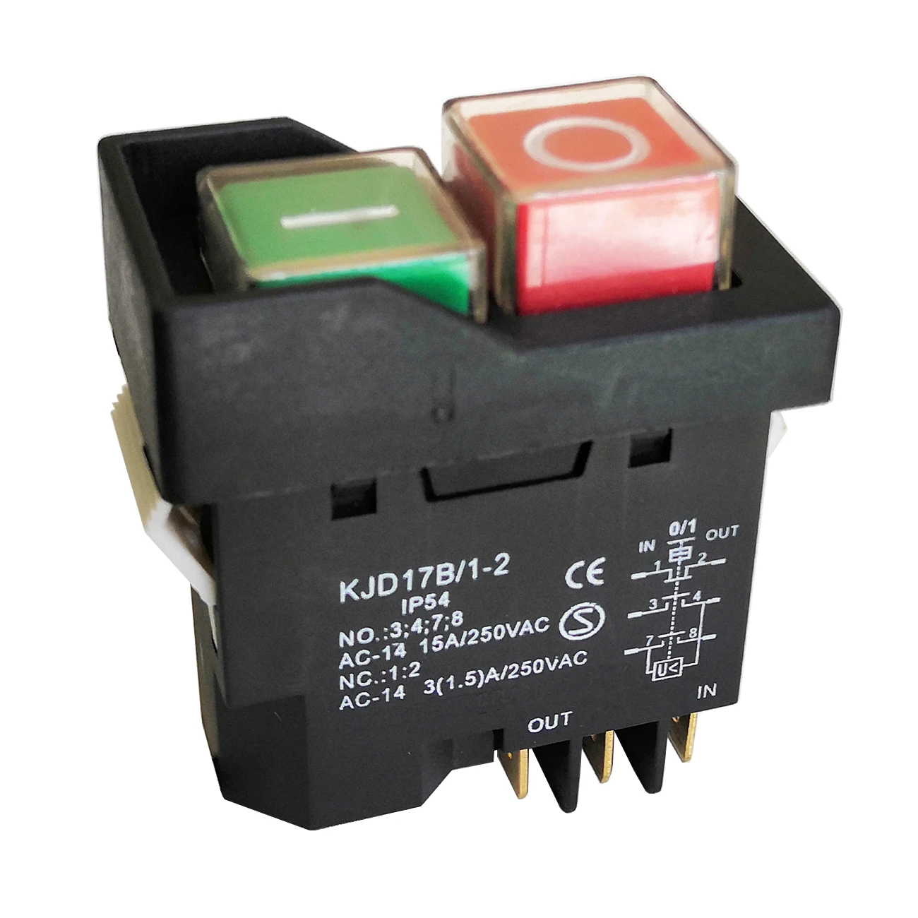 interruptor eletromagnetico botao de seguranca a prova dagua ip54 250v pinos kjd17b 12 01