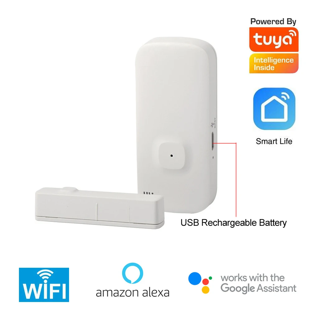 Tuya 2.4G WiFi Door Contact Sensor Wireless Magnetic Window Detector Magnet Switch Open Alarm Smart Life Alexa Google