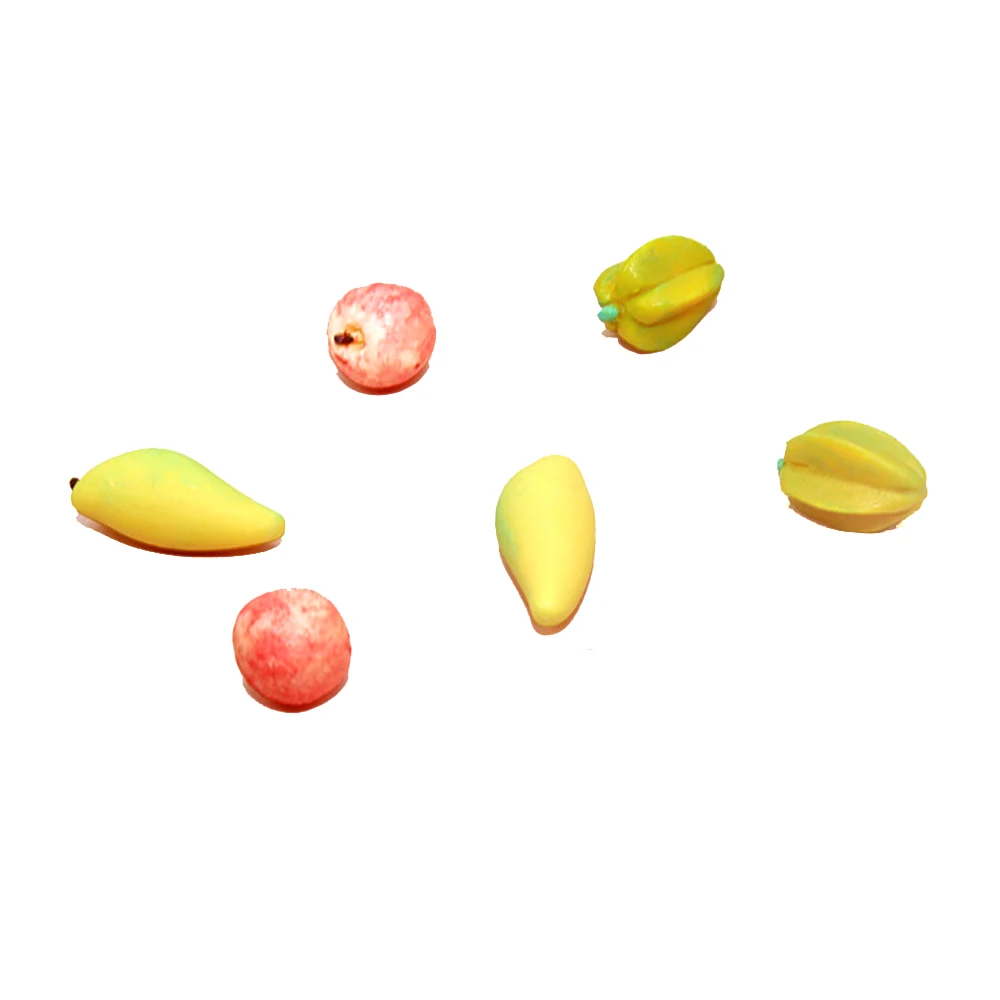 2Pcs 1/12 Dollhouse Miniature Accessories Mini Resin Fruit Simulation Apple Mango Carambola Model Toy for Doll House Decoration