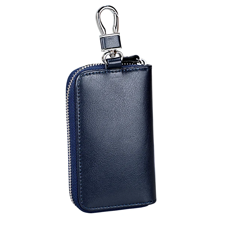 Genuine Leather Zipper Key Case Fashion Unisex Key Wallet Card Folder Organizer Smart Housekeeper Car Small Key Case Keys Pouch