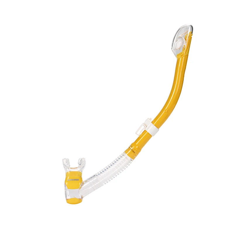 Cressi Omega Dry Snorkel Adult Diving Snorkeling Breath Tube with Splash Guard and Top Valve