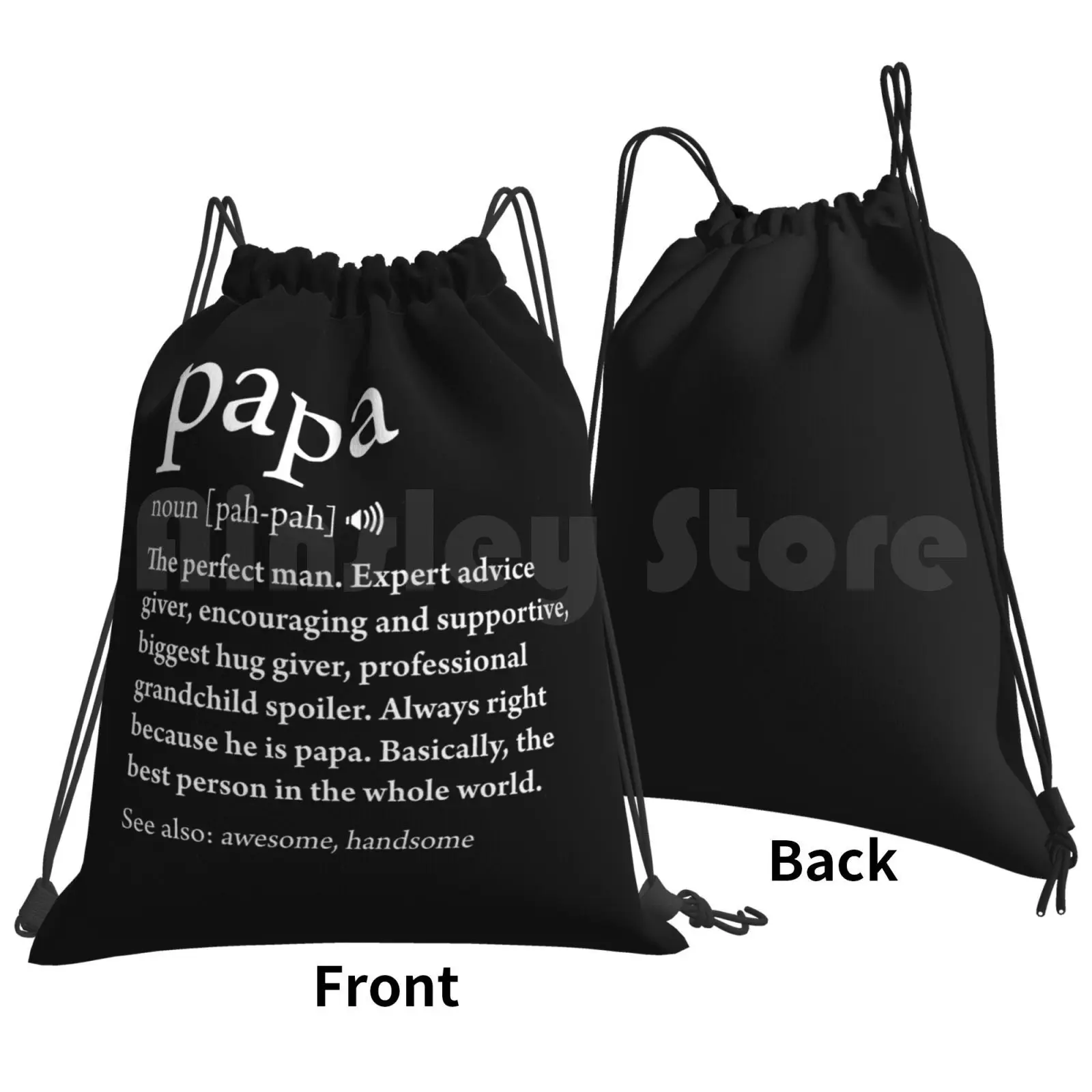 Papa Definition Fathers Day Gift Best Dad Cool Meaning Backpack Drawstring Bag Riding Climbing Gym Bag Fathers Day For Dad