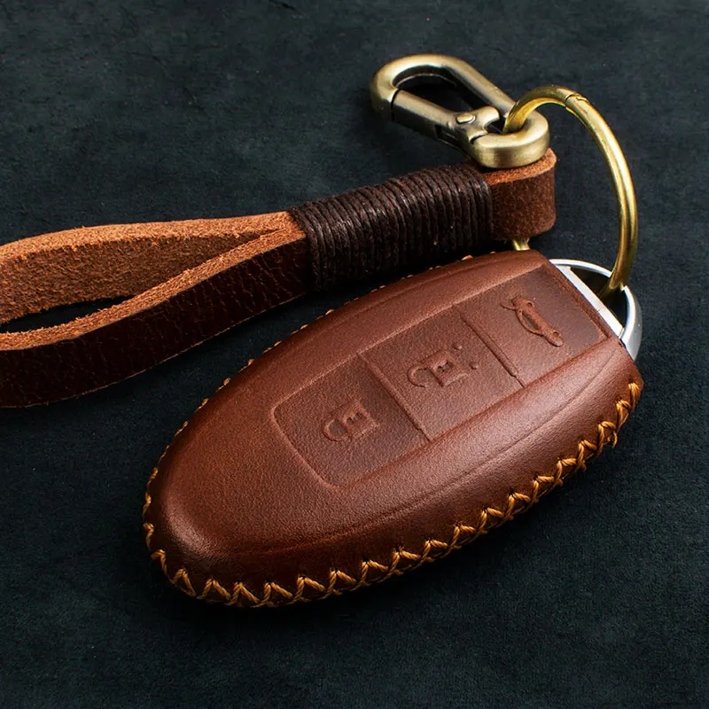 1 Pcs Genuine Leather Car Key Cover Key Case For Infiniti EX FX G25 G37 FX35 EX25 EX35 FX37 EX37 Q60 QX50 Smart Key Chain