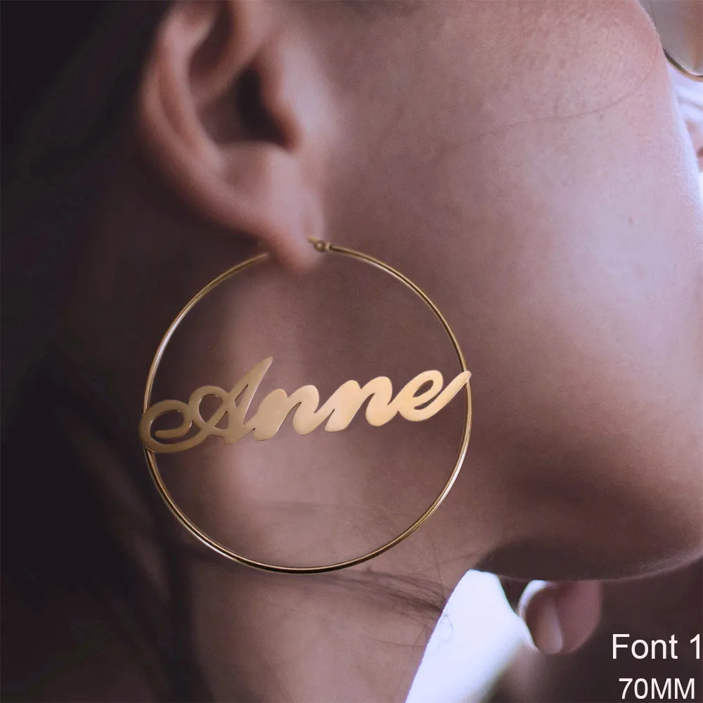 

Custom Hoop Earrings Personality Hiphop Sexy Statement Words Gold Customized Name Earrings Nameplate Pendents Jewelry Women