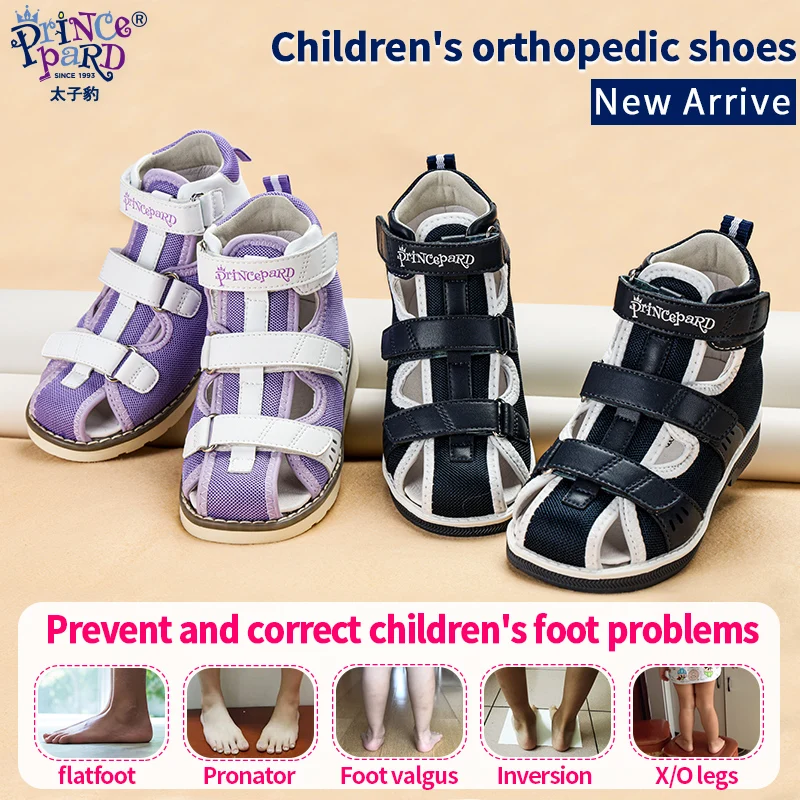 Princepard 2022 Children Orthopedic Shoes for Flat Feet Summer Kids Footwear Closed Toe Boys Girls Sandals with Ankle Support