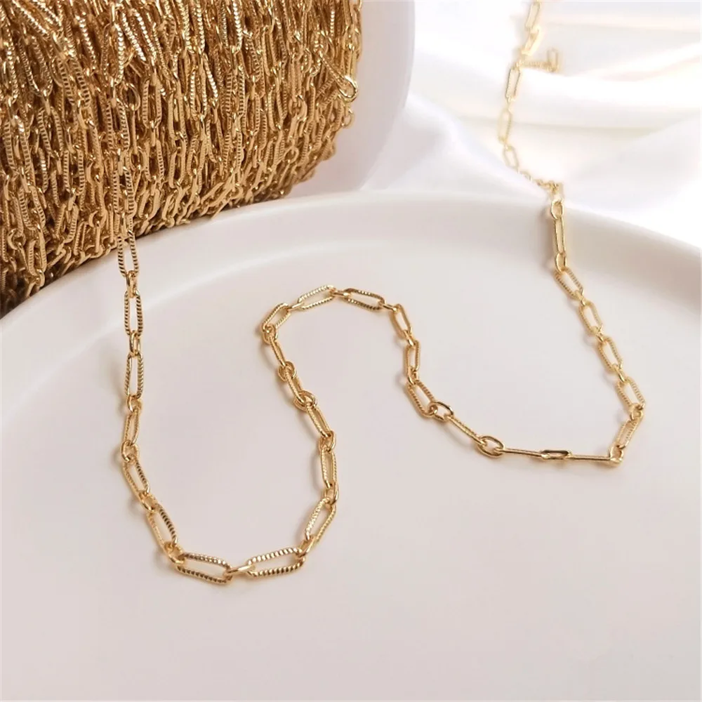 

14K Gold Plated Batch flower oval long O chain belt link ring chain DIY earring bracelet necklace loose chain