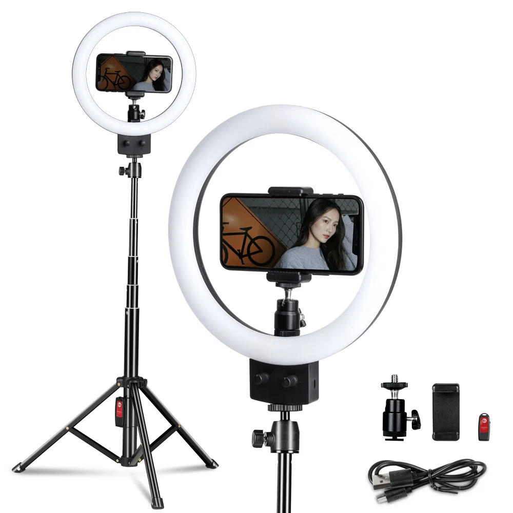 

SH LED Ring Light 9 inch Photography Lamp Hoop light to Make LED Video Light Photo Studio Tripod For Smartphone 3 Colors