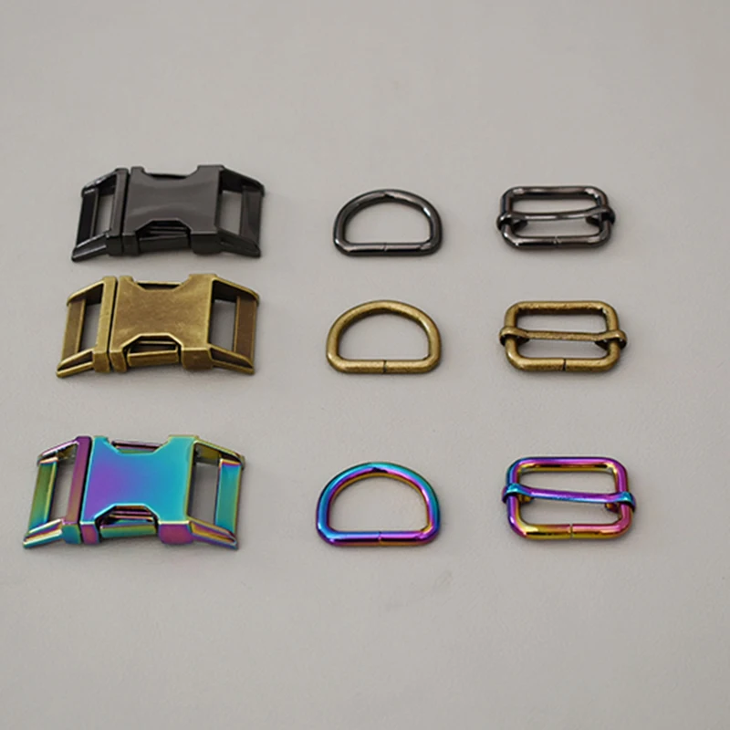 20 suit 25mm 3-piece adjust buckle  Zinc Alloy high quality plated metal diy pet collar leash set parts 7 Colour