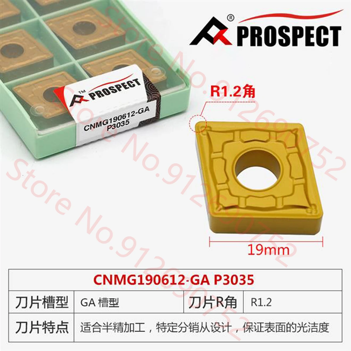 Viễn Cảnh CNMG190608-GA/CNMG190612-GA/CNMG190616-GA P3035 Carbide Lắp 10 Cái/hộp