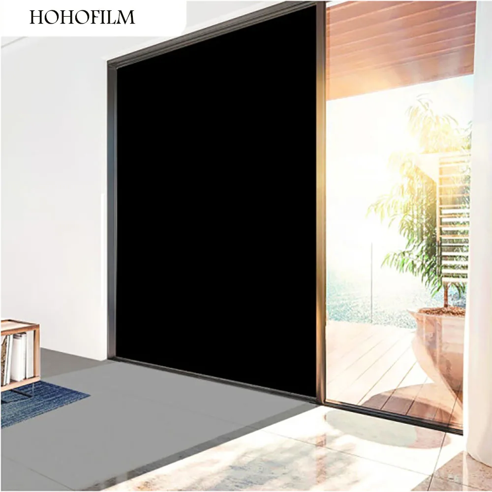 HOHOFILM 152cmx6000cm Black Window film Blackout Privacy Glass Window Sticker for Home Office Tint 0%VLT window tint Privacy Rol