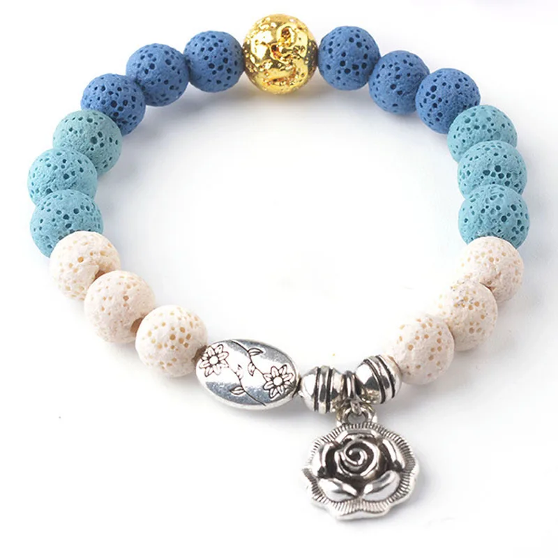 6/8mm Volcanic Lava Natural Stone Bead Colorful Rock Lava Beads loose Space Bead For Jewelry Making DIY Bracelet Necklace