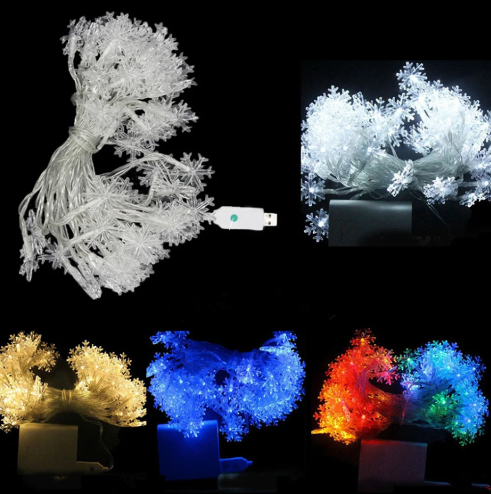 USB 5 V 10 Meter 60LED StaED Sterren Ronde Bal Sneeuwvlok Haarbal Lichtslingers Kerst En Nieuwjaar String decoratie Verlichting