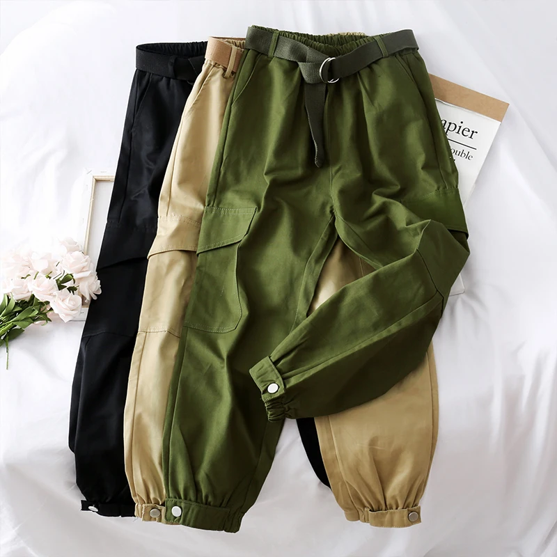 

Spring Summer Cargo Pants Women Clothes 2020 Korean Vintage Long High Waist Pants Streetwear Ropa Mujer Pantalon Femme ZT5349