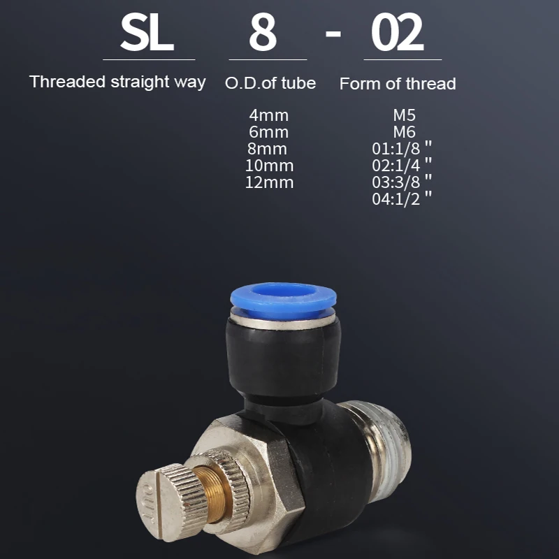 Conector rápido neumático PCF PC PL SL PB, Conector de aire de manguera de 4MM-12mm, 1/4 