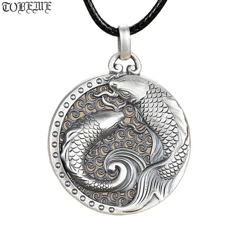 100% 999 Silver Tibetan Double Fish Pendant Pure Silver Lucky Fish Pendant Good Luck Pendant