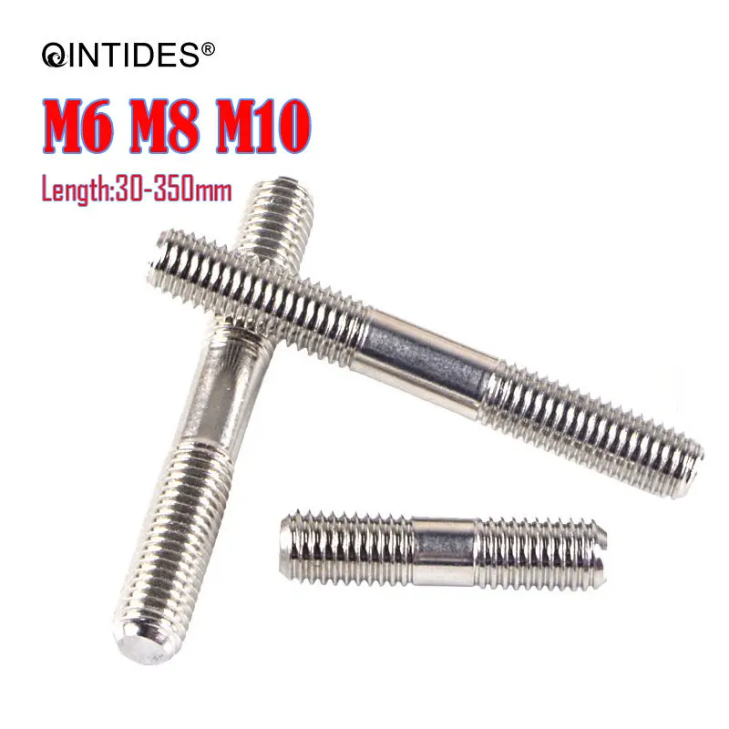 QINTIDES M6 M8 M10 Double End Studs (Clamping Type) 304 Stainless Steel Lsometric Double Head Bolts