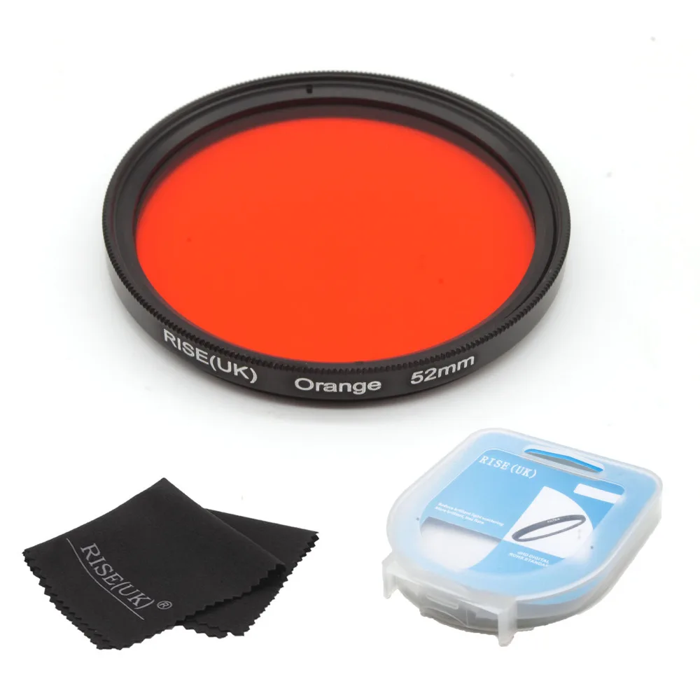 RISE(UK) 52 mm full color orange lens Filter + filter case for Nikon D3100 D3200 D5100 SLR Camera lens