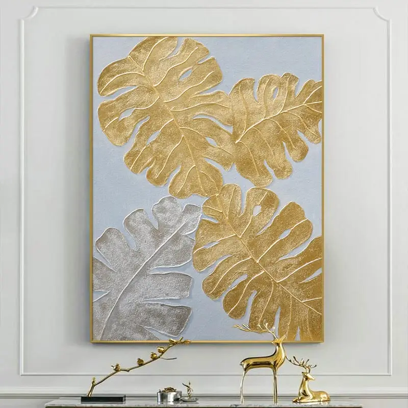 Hand-painted Abstract Oil Paintings Entrance Painting Modern Dining Room Decorated in Gold Leaf Painting Mural Paintings Light E