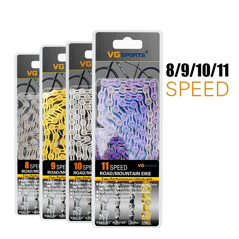 

8 9 10 11 Speed Bicycle Chain SL SLR Chain Semi/Full Hollow MTB Road Bike Chains For Shimano SRAM Campanolo Silver Gold Rainbow