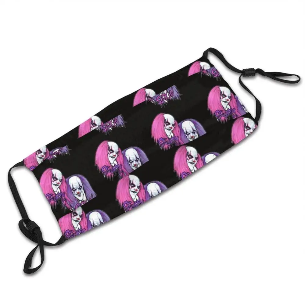 Sickin En Scheurbuik Clown Masker Doek Herbruikbare Print Filter Wasbare Clown Scheurbuik Sickin Paars Roze Clowning Horror Achtervolgen