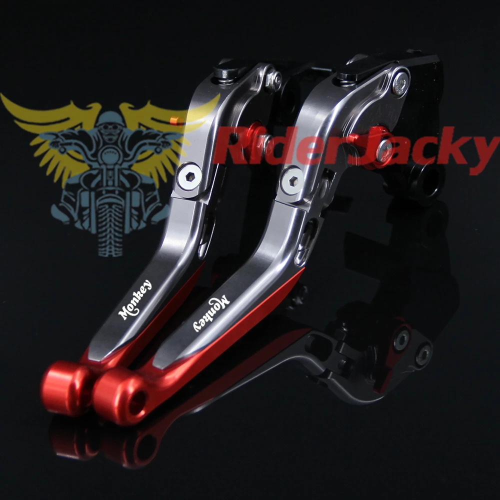 Logo monkey Red+Titanium For Honda Z125 monkey bike 2018 2019  CNC Folding Extendable Motorcycle Brake Clutch Levers