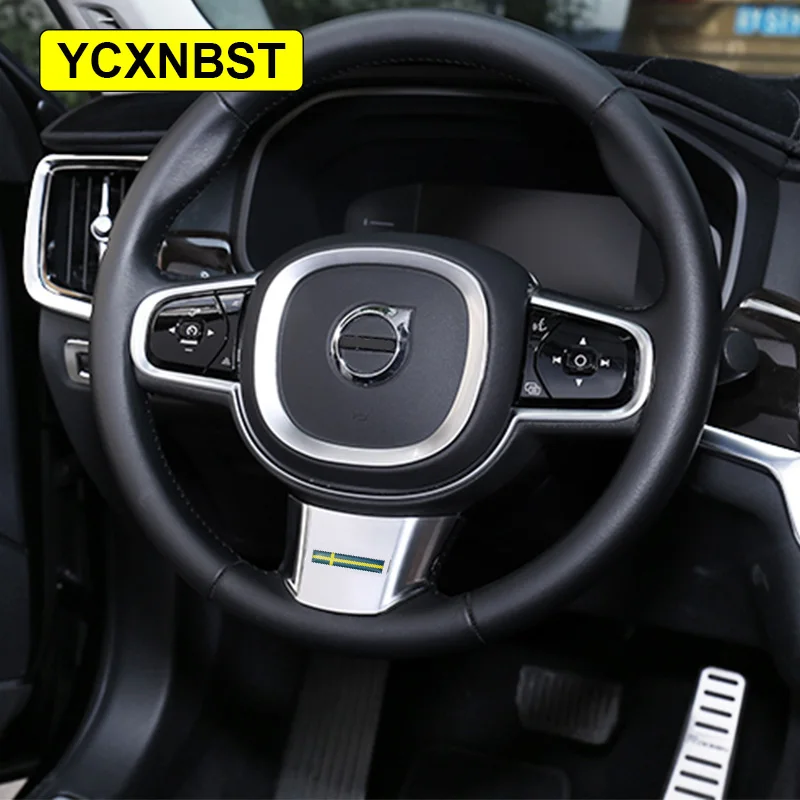 Car styling for volvo XC60 XC90 S90 S60 v60 V90 steering wheel decorative frame patch interior car stickers accessories