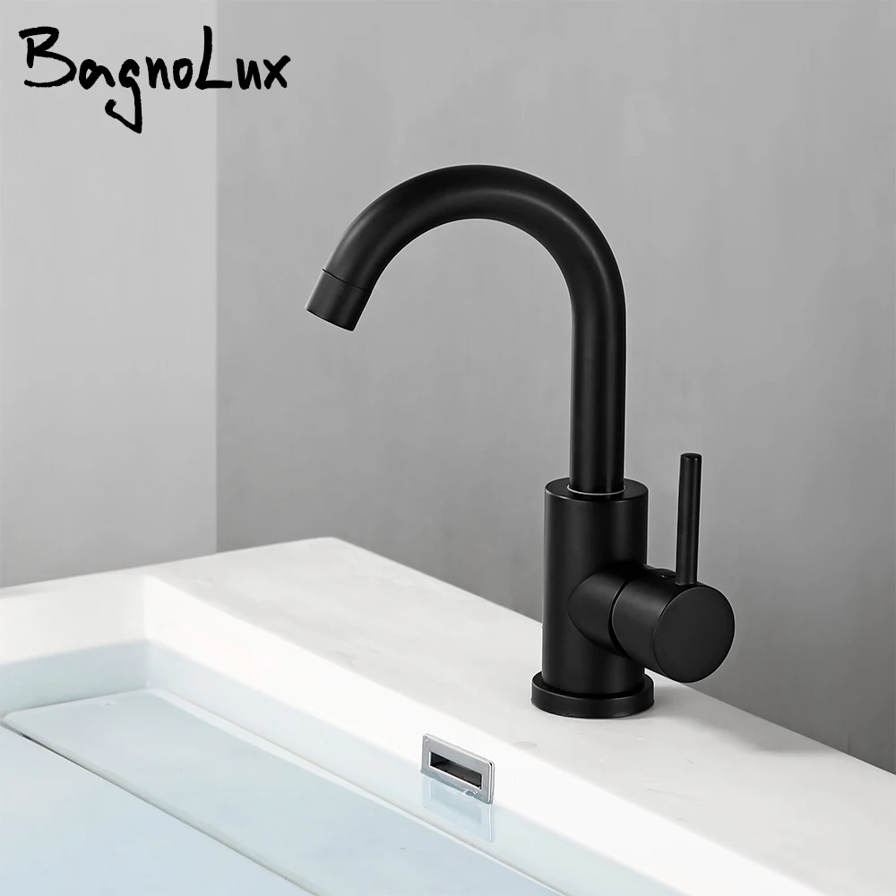 Black Single Handle One hole 360degree Rotating Washbasin Hot and cold water Save Water Countertop installation  Bathroom Faucet