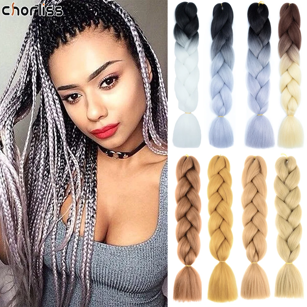 

24inch Long Synthetic Hair Braids Kanekalon Ombre Synthetic Braiding Hair Braids Black Pink Crochet Braiding Box Braid Hair